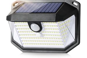 EAGEEN Luz Solar Exterior con Sensor de Movimiento IP65 Impermeable Focos LED Solares Luces Farolas Aplique Pared Potente 3 Modos Lampara Seguridad Iluminación para Jardin Terraza Pergolas Patio Negro