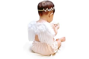 Amacoam Accesorios Fotografia Bebe Recien Nacido Alas de Angel Bebe Blancas con Diadema Plata Set Disfraz Bebe Recien Nacido Plumas Alas Angel Bebe Universal Accesorio de Fotografía