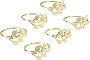 MTSOONING 12Pcs Napkin Rings Christmas Napkin Ring Holders Reindeer Napkin Buckle for Holiday Dinners Parties, Wedding Adornment, Table Decoration Accessories Golden