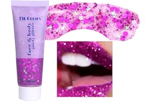 CkFyahp Body Glitter Gel 50ml Mermaid Sequins Sparkling Chunky Body Lotion Glitter Liquid Eyeshadow for Cosmetic Face Hair Lip Nail Christmas Festival Party Makeup Decoration (04#)