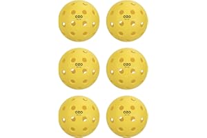OZO Pickleball - Lot de 6 Balles d'Extérieur, 40 Trous, Moulage par Injection, Yellow