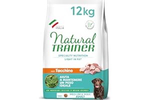 Natural Trainer Ideal Weight Medium&Maxi Cibo per Cani Adulti Light in fat con Tacchino - 12kg