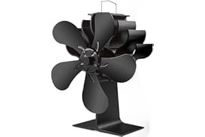 PYBBO Upgraded 5 Blades Fireplace Fan, High Efficiency Heat Distribution, Silent Operating Fan for Wood Burning Stoves/Log Burning Stoves/Fireplaces, Black