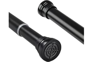 HODODOU Extendable Shower Curtain Rods Spring Tension Poles Adjustable No Drill Curtain Rails for Shower Curtain, Windows, Door Curtain, Bathroom and Wardrobe 115-210cm Black