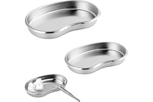 BANJIABB 2 Stücke Erenschale Edelstahl,Nierenschale,Nierenschale Edelstahl,Wiederverwendbares Metall-Nierentablett,Curved Trays,Fur Zahnarztinstrumente, Badezimmer-Organizer, Tattoo-Werkzeug