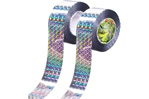 SAIJIAN 2 Pezzi Nastro Repellente Antiuccelli 80m x 4.8cm Nastro Riflettente Repellente Nastro Repellente per Piccioni Nastro Biadesivo Riflettente Repellente per Uccelli per il Controllo Degli Uccelli