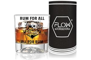 FLOW Barware Verre à rhum de pirate avec inscription All for Rum & Rum for All Parfait pour un mojito, des cocktails et d’autres boissons.
