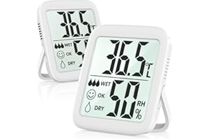 Antonki 2 pezzi Termometro Ambiente Interno, Igrometro Digitale, Misuratore di Umidità, Monitor di Temperatura e Umidità per Casa, Asilo Nido, Terrario, Incubatrice, Serra - Batteria Inclusa