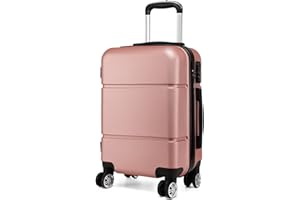 Kono Reisekoffer Handgepäck Koffer mit Rollen Hartschale Trolley 55x38x22cm 33 Liter Leichtgewicht ABS Rosa Gold