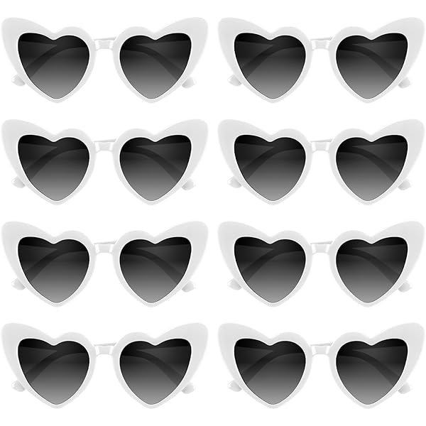 8 Paires De Lunettes De Soleil En Forme De Cœur - Style Rétro, Protection UV400, Pour Fêtes, Mariages, Anniversaires