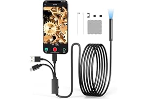 DEUKNICE Endoscope Inspection Camera, USB Endoscope Camera with Lights, 8MM IPX7 Waterproof Tube, Flexible Rigid Snake, iOS/Android Phone, iPad, Window (3M/9.84FT)