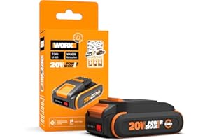 WORX WA3639 Batteria agli ioni di litio PowerShare 20V 2.0Ah con indicatore di carica e protezione da sovraccarico