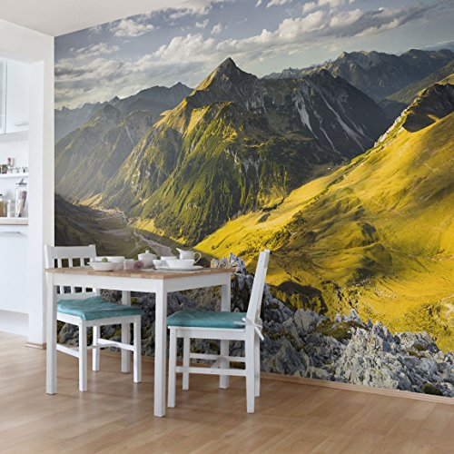 Vliestapete – Berge und Tal der Lechtaler Alpen im Tirol – Fototapete Breit Vlies Tapete Wandtapete Wandbild Foto 3D Fototapete, Größe HxB: 290cm x 432cm - 3