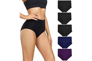 wirarpa Bragas Mujer Algodón Braguitas Culotte de Cintura Alta Cómodo Faja Reductora Ajustan Pack de 5