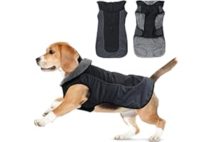 JODSEN Tuta Invernale in Cotone Impermeabile per Cani,Caldo Cappotti e Giubbotti per Cani di Media e Grande Taglia Riflettente Cappotto per Cani Impermeabile Giacca Invernale Calda(3XL,Nero)