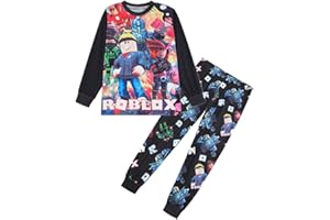 shumintaojin Kids Boys' pajamas set Game Cartoon Girl's clothing set fashion Sleepwear Long sleeved T-shirt+pants 5-12Years