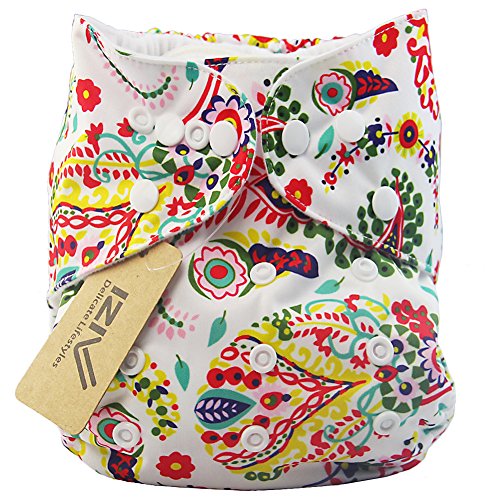 iZiv(TM) Newborn Organic Infant Waterproof/Adjustable/Reusable/Washable Pocket Cloth Diaper Fit Babies 0-3 Years(Flower)