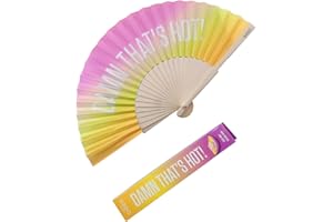 MOPZIJA éventail tissu，eventail，eventail geant，Grand éventail Pliable “I’m Hot”. Éventail Original avec Grand Message Éventail Pliable en Bambou，hand held fan，éventail tissu，éventail pliant