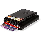 Av A Dos Men's Vegan Leather Black Cash Coin Split Slide Mechanized Wallet Card Holder Gift Wallet