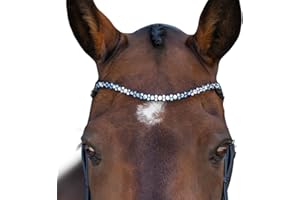 MagicTack Stirnriemen für Pferde Größe Warmblut Farbe blau, Silber (43cm)