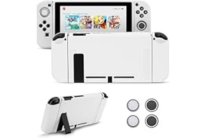 JINGDU Etui kompatybilne z Nintendo Switch NS, etui Nintendo Switch NS z 4 uchwytami pokrywa kciuk, etui ochronne do modelu Switch NS, białe