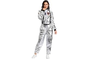 GXYANiaoy Herren Damen Astronaut Kostüm Silber Erwachsene Space Weltall Kostüm Karneval Kostüme Jumpsuit Astronauten Kostüm Raumfahrer Overall Karneval Fasching Halloween Kostüm Weltraum Kostüm