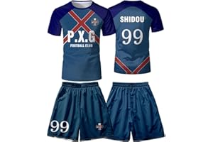 PHARCOYOU Blue Lock Anime Football T-shirt Short 2 pièces Ensemble maillot + pantalon court Femmes Hommes Outdoor Top Ensembles