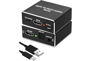 ODDMART 4K x 2K@30Hz HDM Audio Extractor, HDM to Optical Audio Converter Digital Audio Splitter Adapter 5.1CH 3.5mm Stereo Output for PS5 PS4 PS3 Blu-ray DVD STB Laptop