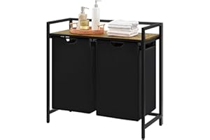 Lifewit Laundry Hamper 2 Sections, 95 L Laundry Basket with Shelf and Double Pull-Out Removable Bags, Laundry Sorter for Laundry Room Bedroom Bathroom Dorm, Black