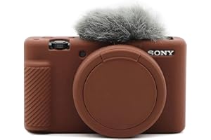 Rieibi Etui ZV-1, miękkie silikonowe etui ochronne do aparatu cyfrowego Sony ZV-1 ZV1, lekkie etui na aparat ZV1 - ciemnobrązowe