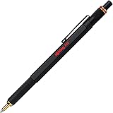 rOtring 800 stylo bille | pointe moyenne | encre noir | corps argenté | rechargeable