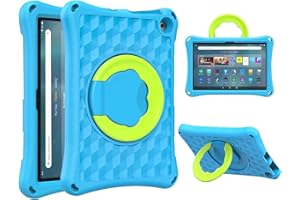 DJ&RPPQ Fire HD 10 Tablet Case for kids.2023/2021 Release,13/11th Generation,Kids Friendly ShockProof 360 Rotating Grip Handle Folding Stand Case for kindle Fire HD 10 Tablet.(Incompatible with iPad Samsung)