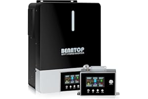 BENNTOP 3600W Onduleur Solaire Hybride 24V 230V Chargeur Hybride, Entrée PV maximale 500V,égulateur de Charge Solaire 120 A MPPT, Écran LCD détachable,Utilitaire, Solaire