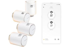 Netatmo Pack 4 Valvole Termostatiche WiFi, Controllo Remoto, Risparmio Energetico, Accessorio per Radiatori, Compatibile con Alexa e HomeKit, Installazione Facile, NBU-4-NAV-EU
