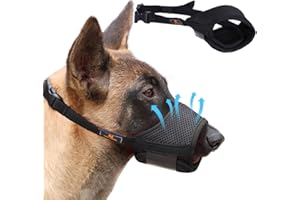 HOMKEEN Muselière pour Chien en Maille Douce et Respirante,Muselière pour Chiens, Reglable, Respirable, Souple, Empêcher de Mordre, Mâcher, Aboyer, pour Les Chiens de Taille Grande, Moyenne et Petite L Noir