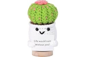 poraceous Cactus de Ganchillo, 14 x 7 cm Juguete de Cactus de Punto, Creativa Divertido Muñeca con Base, Muñeca para Familia, Amigos, Fiesta, Decoración del Hogar
