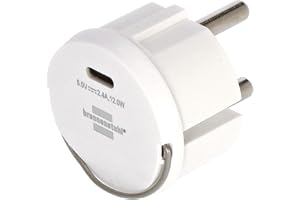 Brennenstuhl USB C laddningsadapter (USB-laddare för inkoppling i ett vägguttag, 2,4 A, kompatibel med IP44-uttag och kabeltr