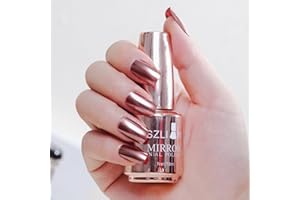 SONGQEE 18ml Metall Nagellack Spiegel-Effekt - Mirror Nagellack Lack Chrom Nail Polish - Spiegeleffekt Hochglanzgel Maniküre Nagellack - Langlebig Nicht Abziehbar (Champagner-Rosa 02)