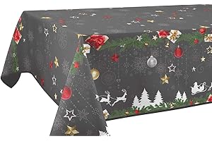Le linge de Jules Mantel Antimanchas Navidad Gris - Rectángulo 150 x 240 cm