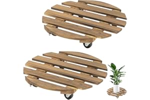 Peelanmall 2 Pièces Scooter de Plante, Rouleau à Fleurs 30 cm Plantes à Rouleaux Ronds de 100 kg de Capacité de Charge, Scooter de Plante Extérieur, Revêtement de Pot de Fleurs avec des Rouleaux