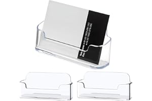 LEFSDVF 3 Pcs Business Card Holders, Plastic Business Card Holder, Business Card Holders Display, Acrylic Clear Business Cards Holder, for Desktop Office Front Desk Display for Placing 40-50 Business Cards