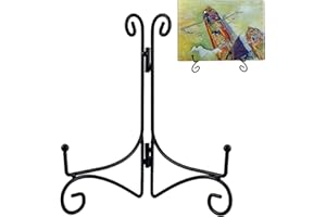 HOPEME Plate Stand for Display 12 Inch, Foldable Metal Plate Easel, Black Iron Stand Photo Holder for Wedding Place Card, Decorative Plates, Picture Frame, Artwork and Album Card (12 Inch, 1 Pack)