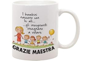 t-shirteria Tazza per Maestra i Bambini nascono con le ali, gli insegnanti insegnano a volare Tazze Maestre Regali Scuola Fine Anno