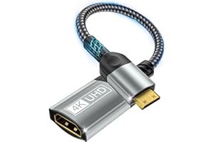 Nersligek Mini HDMI a HDMI Adaptador, 4K@60Hz 1440P@144Hz Mini HDMI Macho a HDMI Hembra Cable UHD HDR ARC HDCP, Compatible con Raspberry Pi Zero Cámara TV Portátil Monitor de Captura