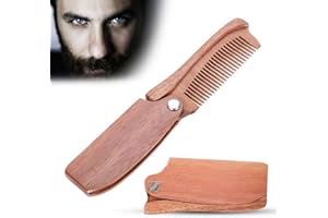 BRRNOO Portable Natural Wooden Beard Comb Folding Pocket Moustache Shaping Comb