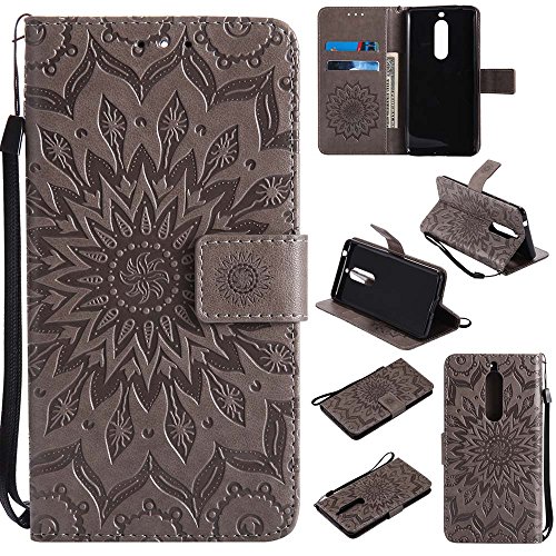 Nokia 5 H  lle  Dfly Premium Slim PU Leder Mandala Blume Pr  gung Muster Flip H  lle Bookstyle Stand Slot Schutzh  lle Tasche Wallet Case f  r Nokia 5