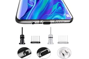 GOLRISEN 2 Paar Staubschutz USB C Staubstecker Handy Anti Staub Stecker Aluminium Staubstöpsel USB C Staubschutzkappe Typ C Schutzkappe mit Staubschutz Stöpsel Kopfhörer für Smartphone Schwarz Silber