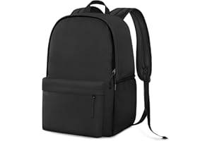 RSUARSUA Lightweight School Backpack Basic Book Bag for School Travel Work Daily, Black, Daypack Backpacks