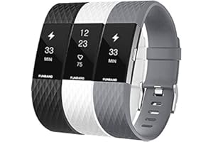FunBand Cinturino Fitbit Charge 2, cinturino in silicone morbido cinturino di ricambio regolabile sport accessorio per smartwatch Fitbit Charge 2