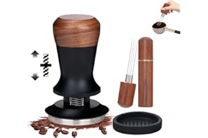 Foyucool Pressa Caffè Professionale 51mm, Set Completo con Dosatore e Tappetino, Base Acciaio e Manico Legno, Pressione Costante e Design Ergonomico, Perfetto per Casa e Bar